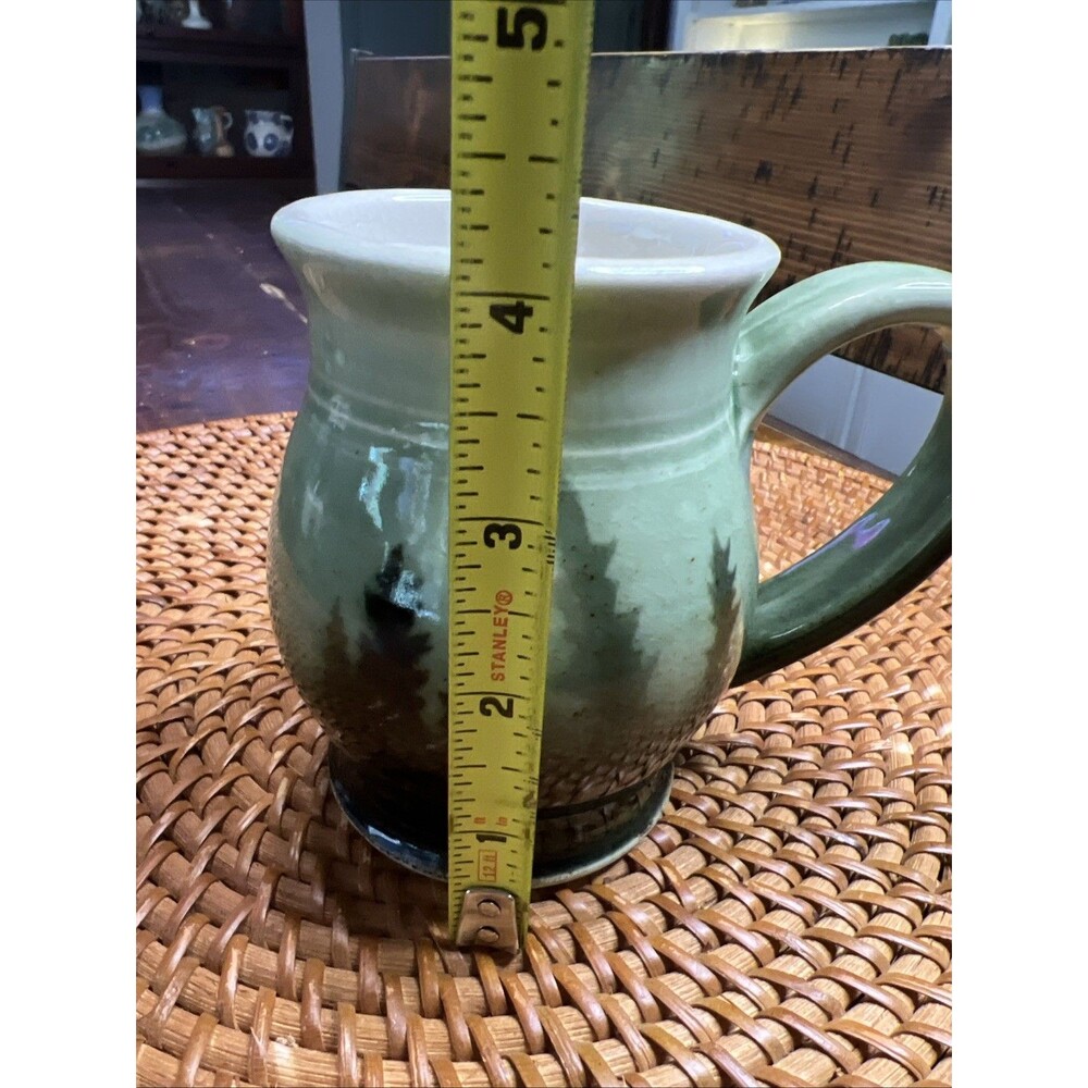 Studio Pottery Coffee Mug Green With Trees Signed 2006 - Picture 6 of 8